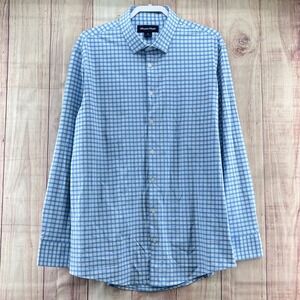 Mizzen+Main Mens Sz XL Trim Fit Gingham Performance Button Up Shirt Blue White